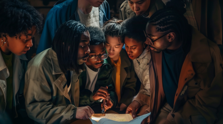 Group solving escape room puzzle
